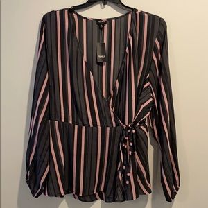 Torrid size 3. Tie-front blouse. Purple/black